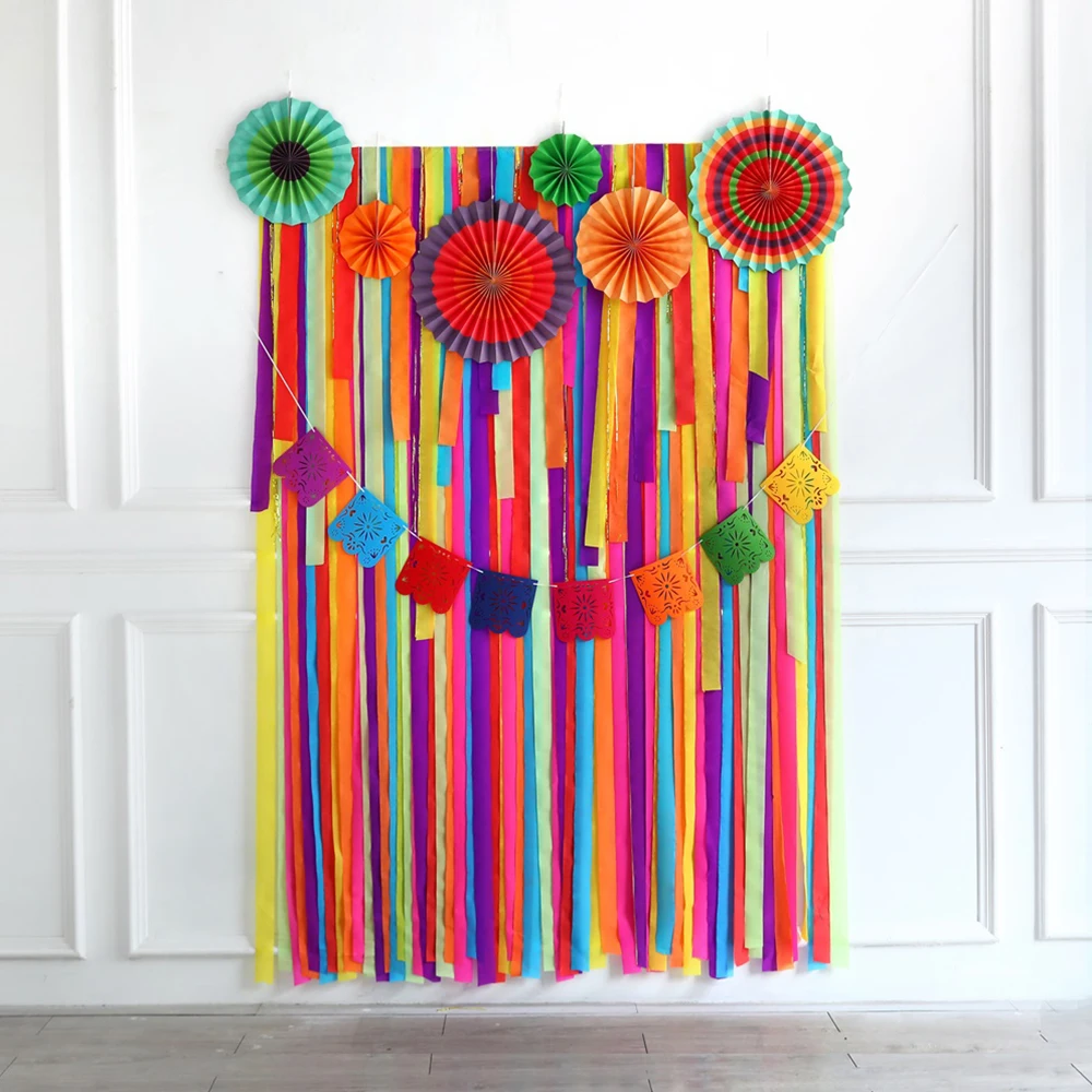 6Pcs Colored Crepe Paper Roll DIY Origami Party Decor Rainbow Streamer Wrinkle Paper Backdrop Curtain Wedding Baby Shower Supply