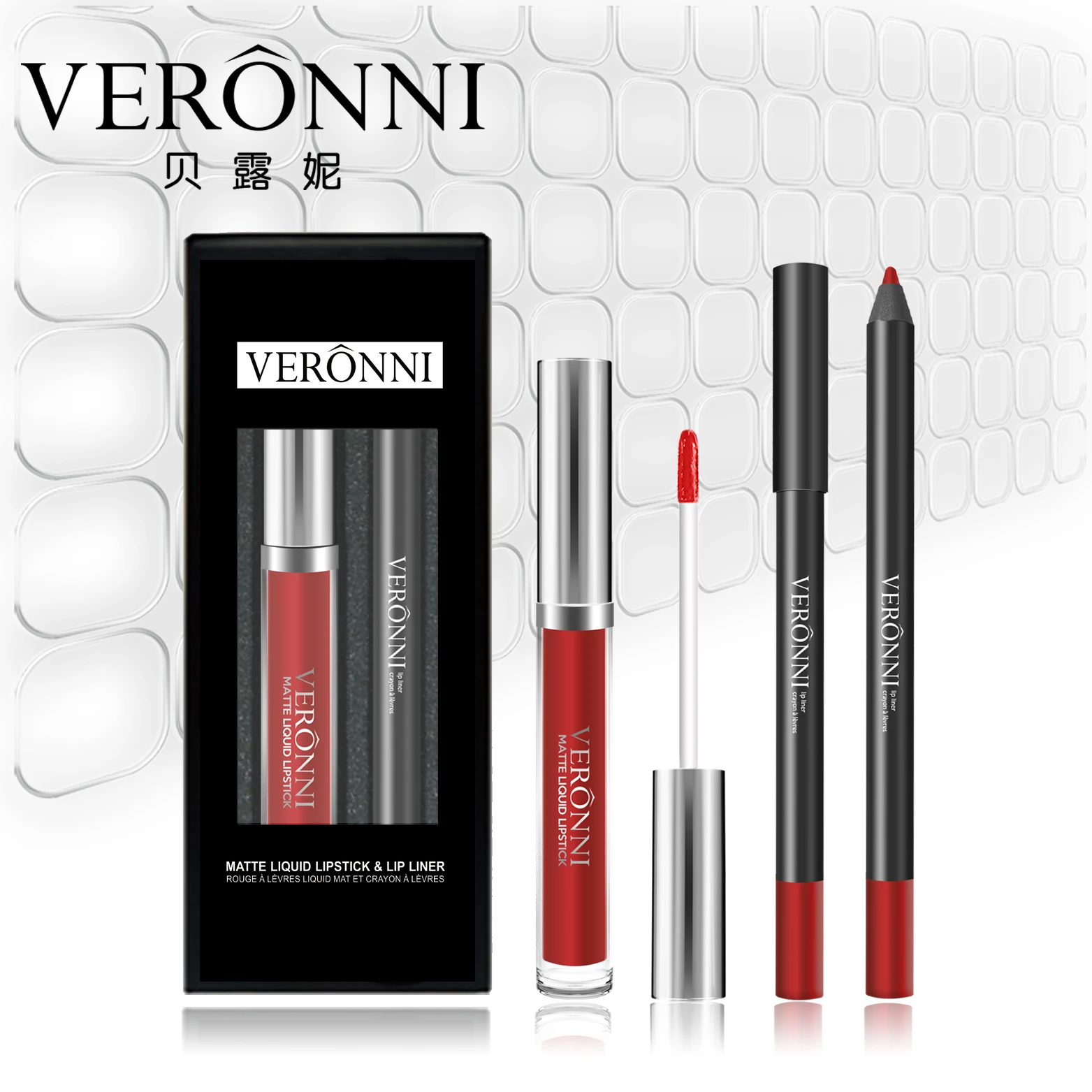 13 color lusterless liquid lipstick+lipliner set lip color makeup velvet lip color long-lasting waterproof VERONNI cosmetics set