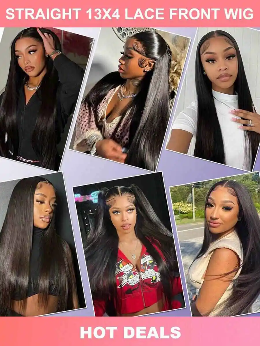 200% Плотность Прямые 13x4 Парики из натуральных волос на кружеве спереди 42 дюйма 13x4 HD Прозрачный парик из натуральных волос на фронтальной части шнурка для женщин