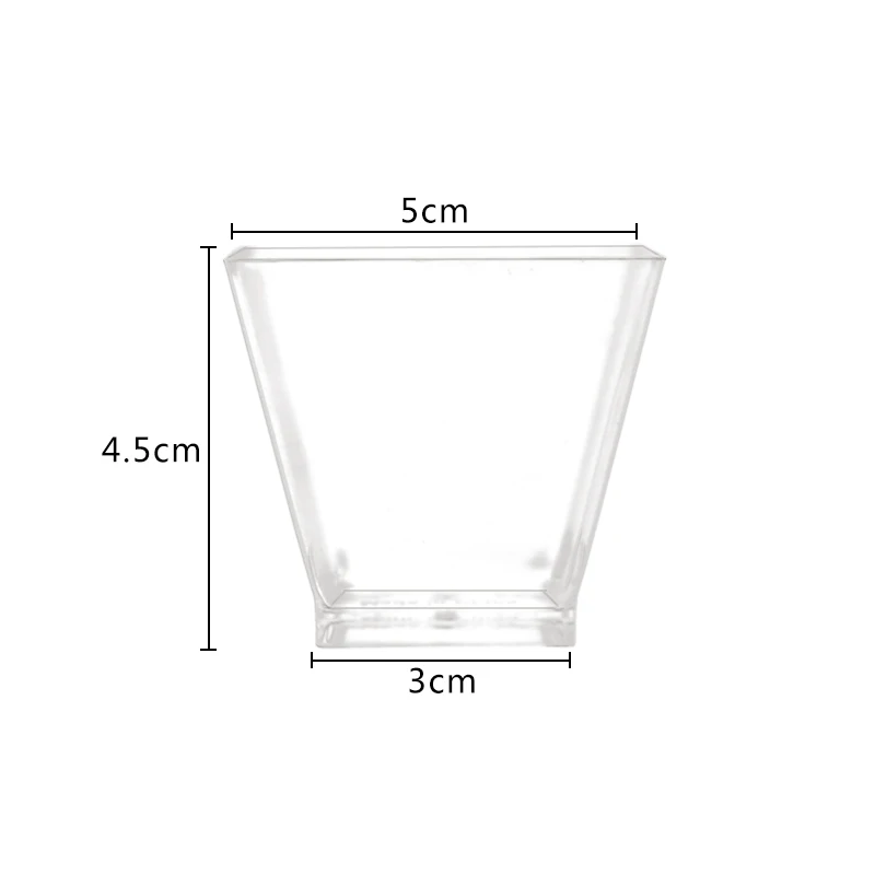 25 قطعة 60-70 مللي كوب حلوى بلاستيكي للاستعمال مرة واحدة حاوية طعام شفافة كوب كعكة الآيس كريم كوب حفل زفاف وعيد ميلاد لوازم
