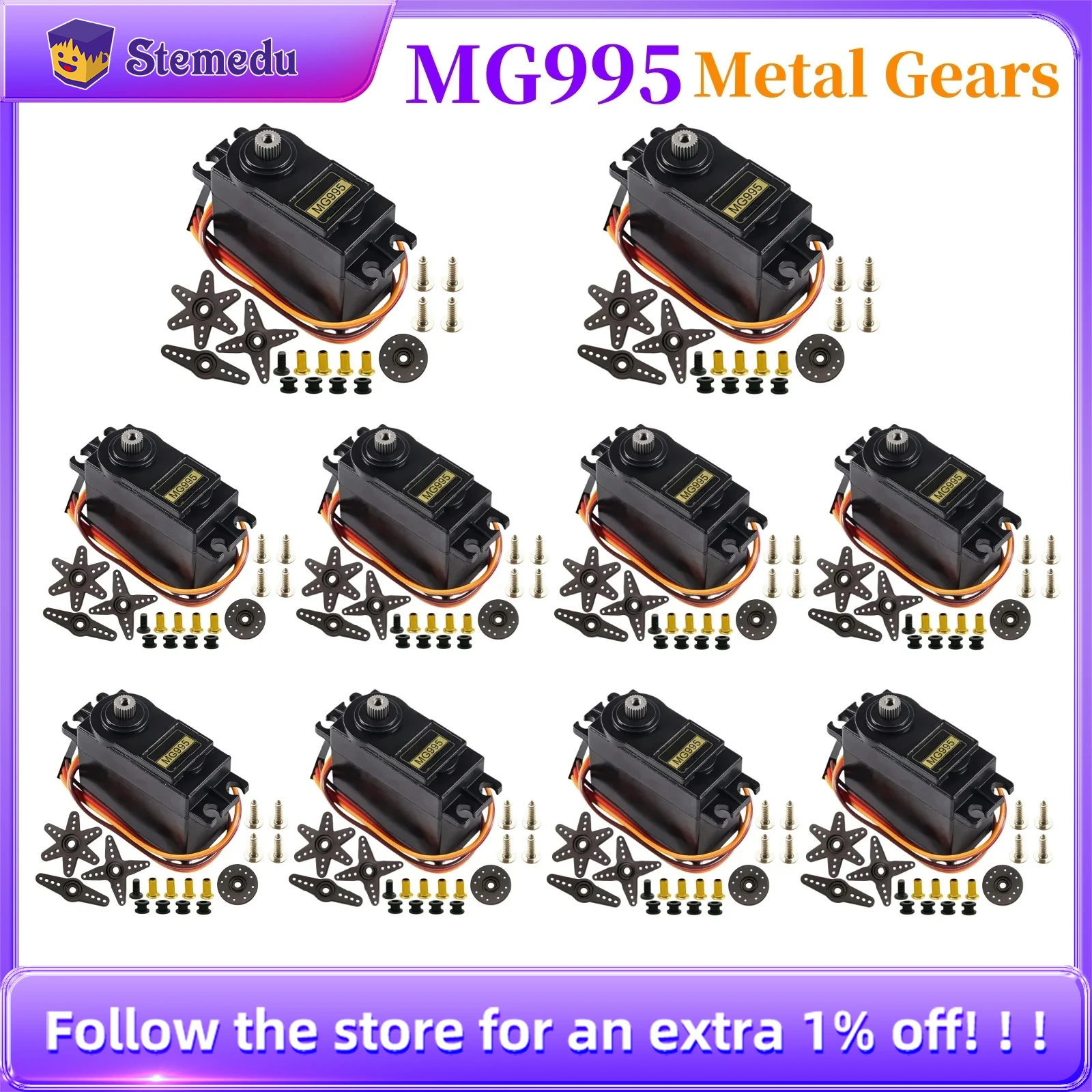 10PCS MG995 Metal Gear RC Car Servo Motor High Speed Torque Servomotor for Arduino JR Car RC Model Helicopter Boat Truck Robot