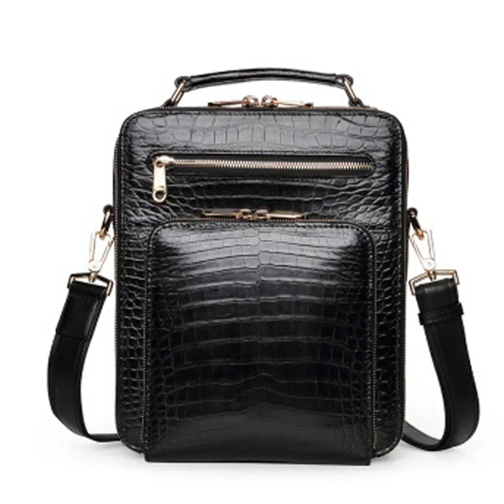 

PUGETE crocodile Single shoulder bag Inclined shoulder bag male business leisure Vertical section men handbag