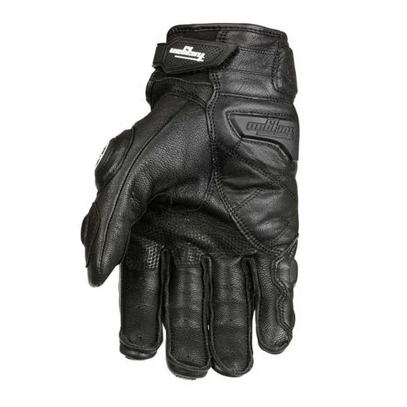 Leather Motorcycle Gloves Black White Racing Genuine Leather Bike Motorbike Road Racing Team Glove Waterproof Men Summer Winter