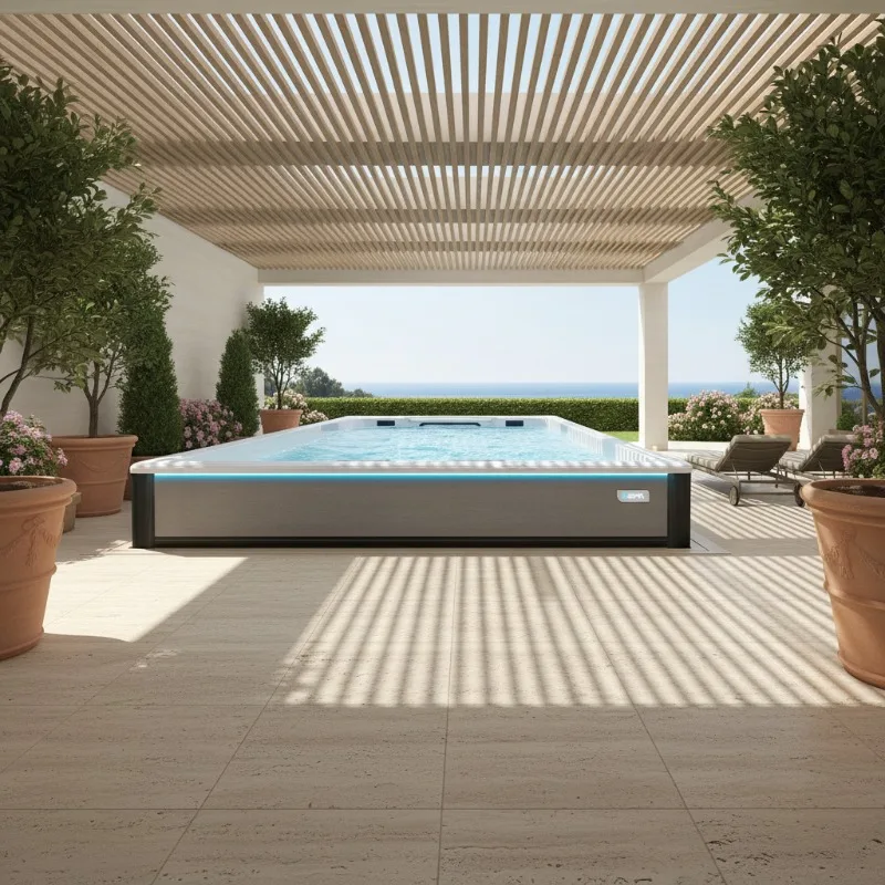 Professional Factory Wholesale 12 Meter Acrylic Outdoor Large Family Used Outdoor Sport Swim Spa Endless Pool Swimming Pool Spa