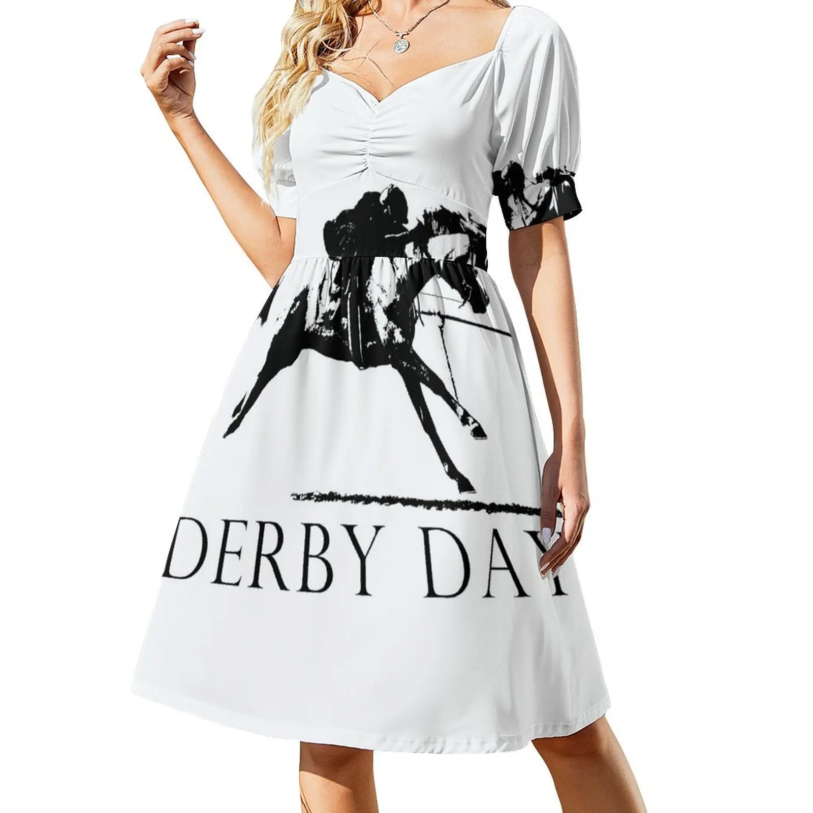 Derby DayRace Horse Short Sleeved Dress Clothing female women's fashion dresses Dress