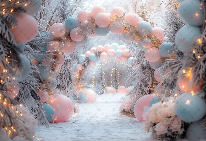 Mehofond Photography Background Pink Christmas Winter Wonderland Xmas Tree Children Family Portrait Decor Backdrop Photo Studio