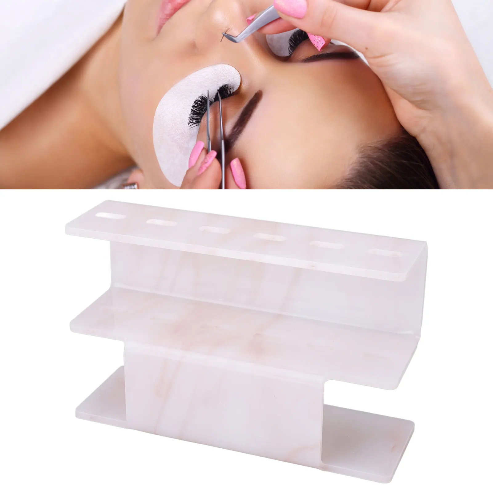 6 Holes Beauty Salon Tweezers Organizer 6 Holes Tweezers Organizer Rack Plastic Space Saving Tweezers Storage Stand for Salon