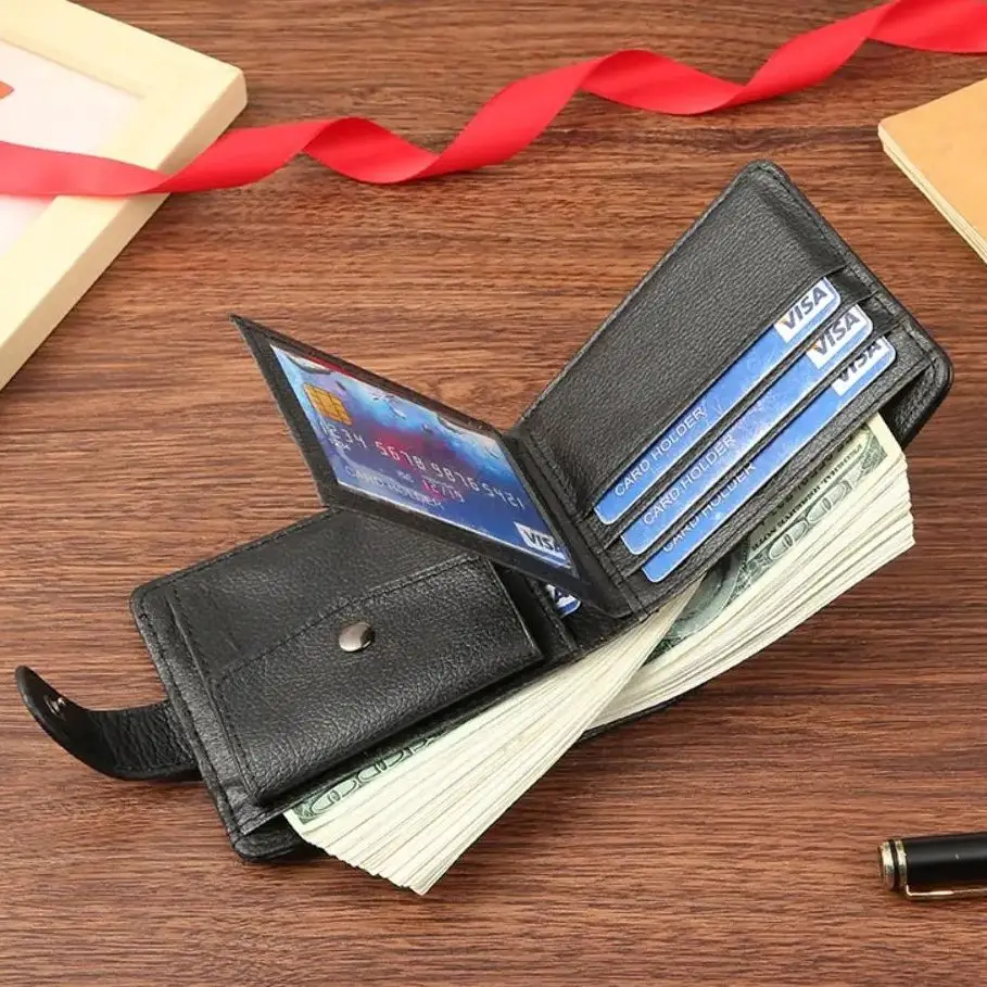 

PU Leather Mens Short Wallet New Multi-card Folding Card Bag Card Holder Men