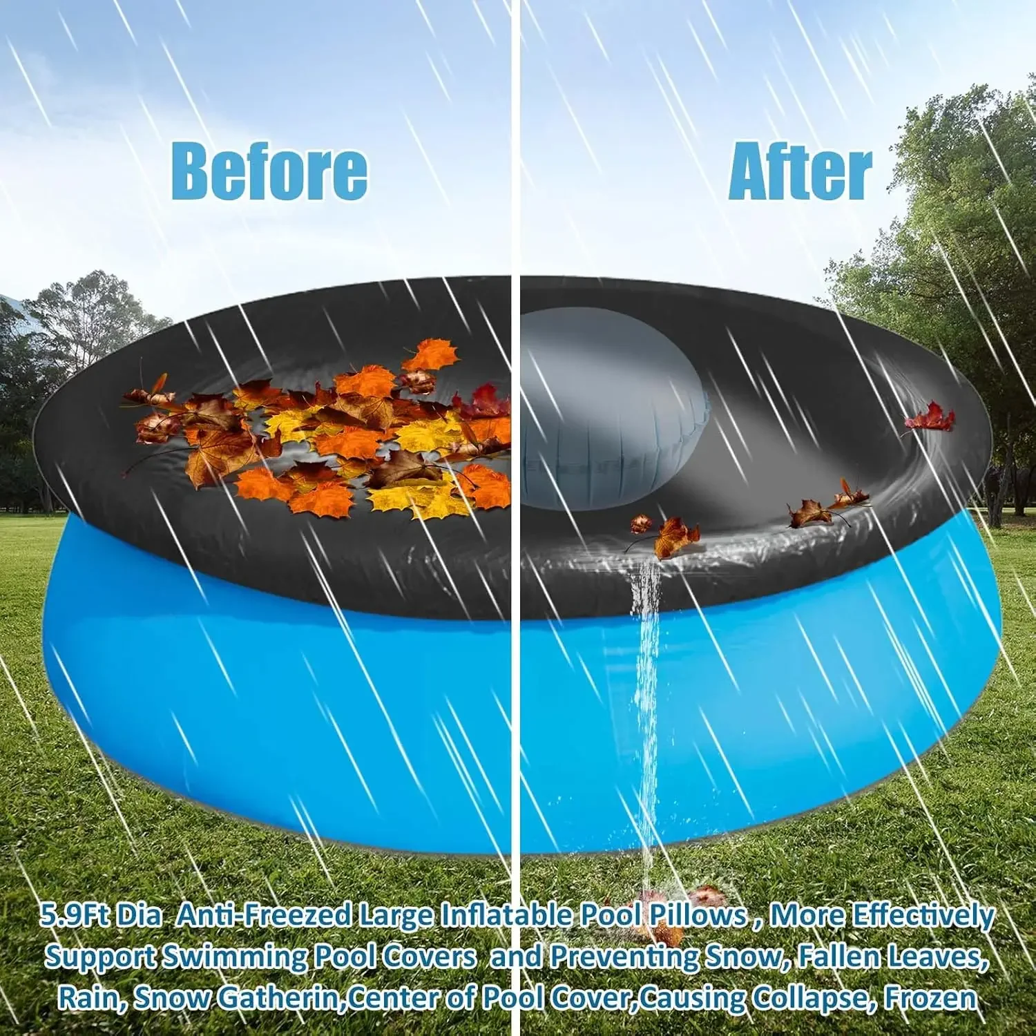 Luftkissen für Schwimmbecken zur Winterisierung von oberirdischen Becken, PVC-Rundkissen zum Verschließen des Beckens. – Detail 3