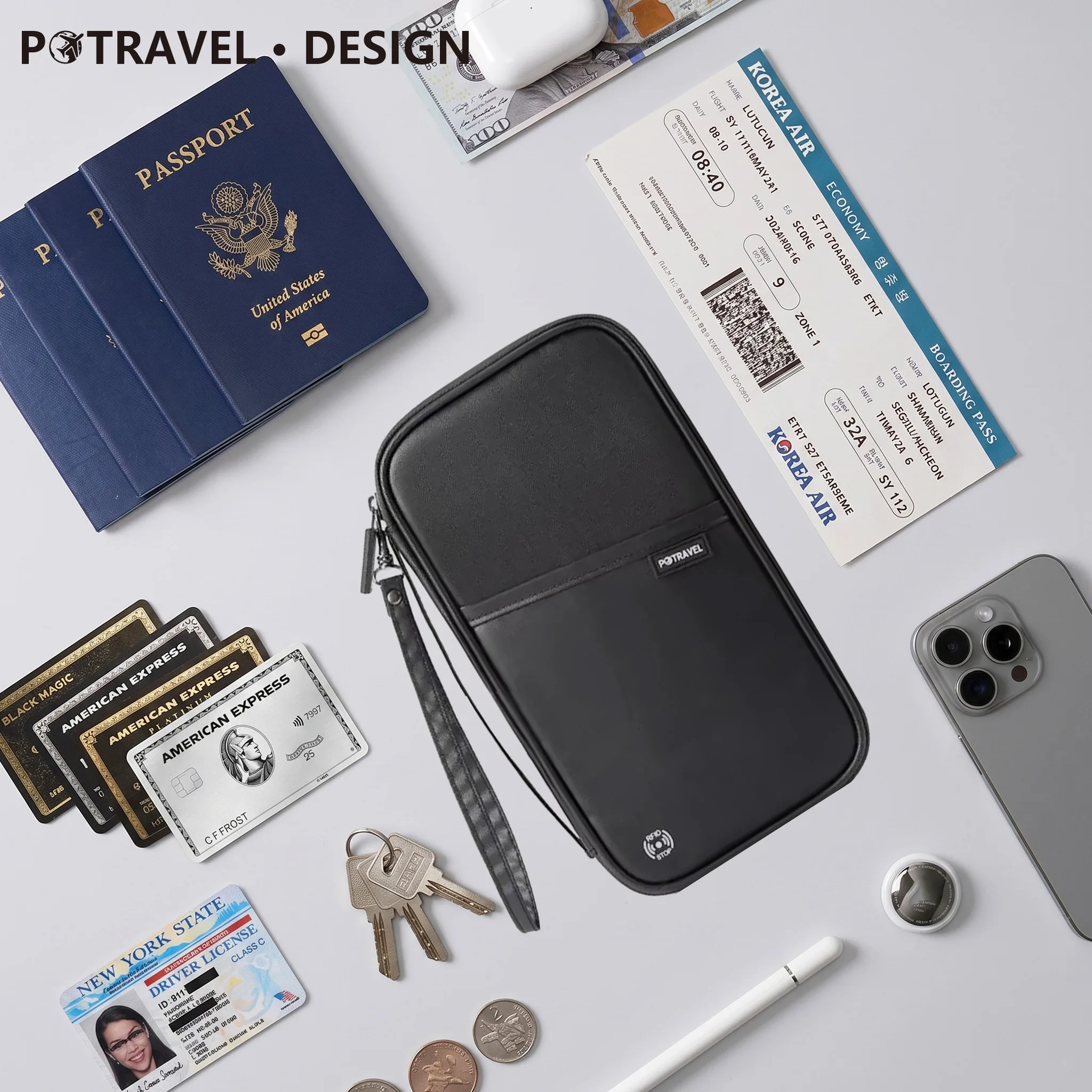 

RFID Travel Passport Holder Waterproof Document Organizer Wallet Large Capacity Ticket Card Bag for Men Women Family Trip
