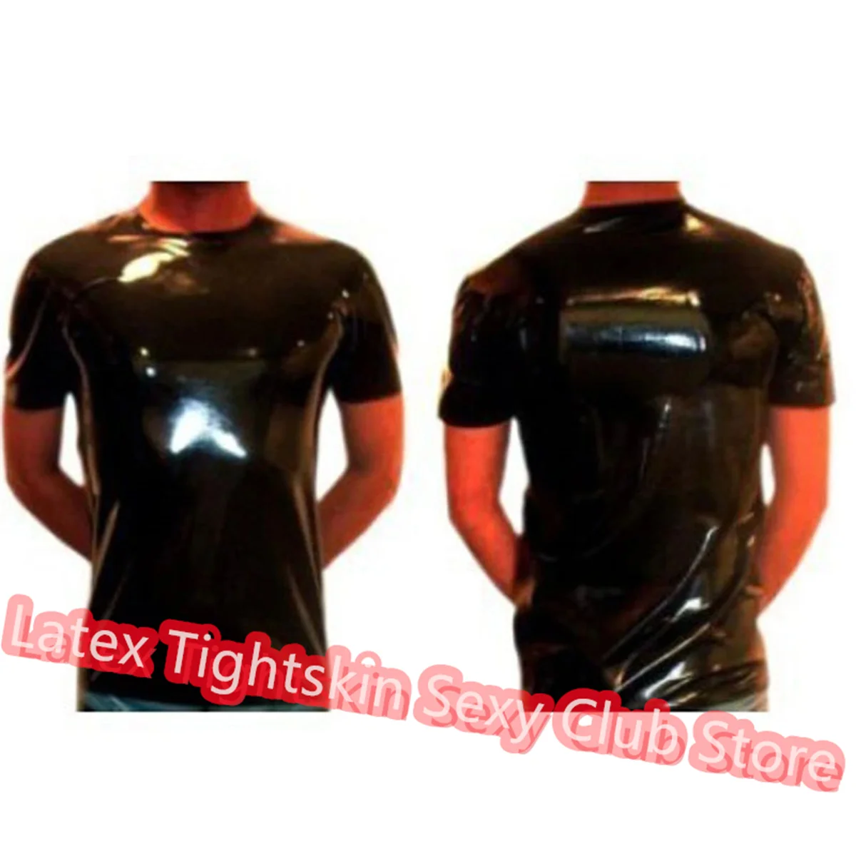 

Handmade Latex Men Short Sleeve Shirt Latex Top Rubber Suit Black Sexy Lingerie Cosplay Costume