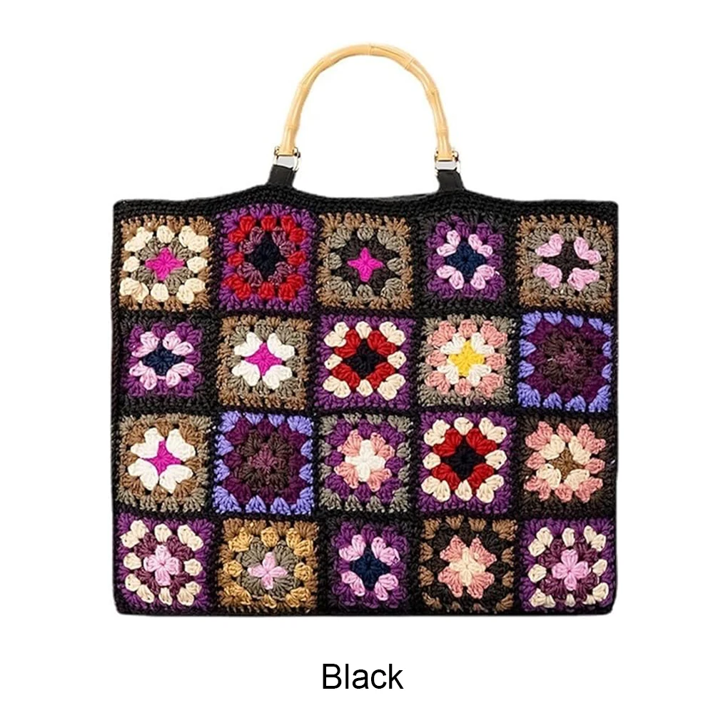 Wide Application Handbag Stylish Tote Bag For Everyday Practical Gifts Granny Square Shoulder Bag