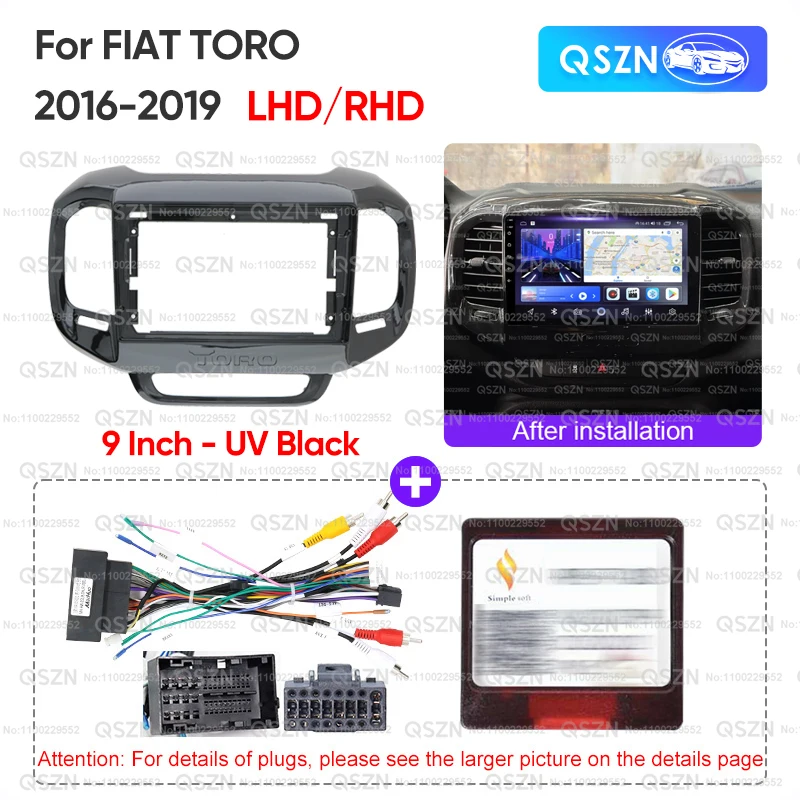 

2016 2017-2019 для FIAT TORO 9 дюймов/LHD/RHD/УФ-черный автомобильный мультимедийный радиорамка, лицевая панель, монтажный кронштейн для приборной панели, адаптер