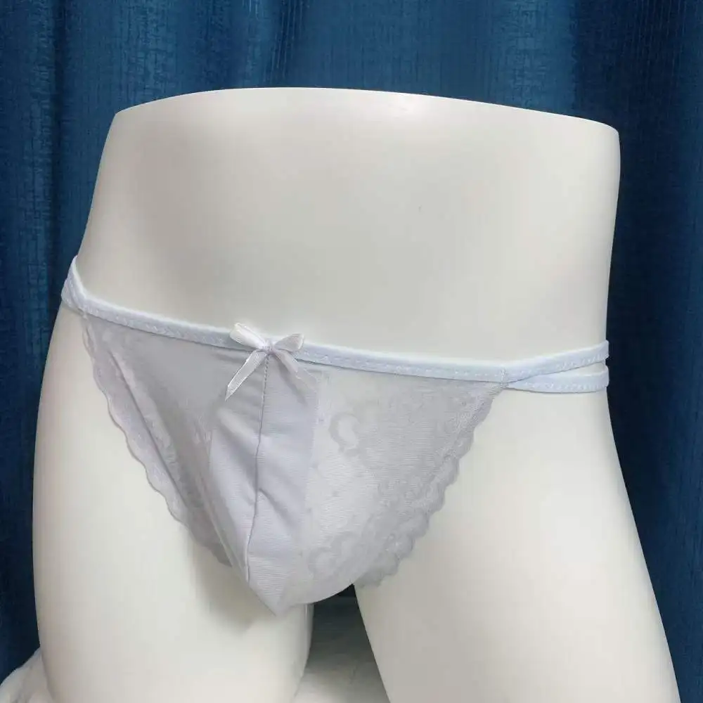 Sexy Mens Lace Thong Breathable Sheer Underwear Low Rise U Convex Pouch Briefs Comfortable Transparent Traceless Bikini