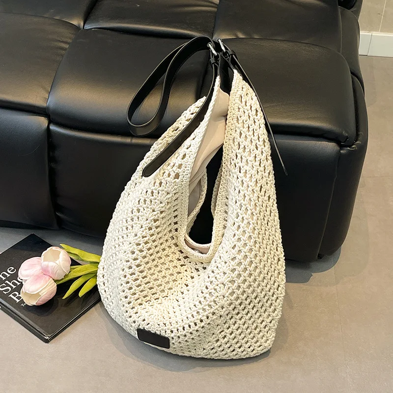 

Hot Woven Bag Fashionable and Versatile Shoulder Bags Large Capacity Hollow Tote Bag Handbag Commuter Crossbody Bags Purse