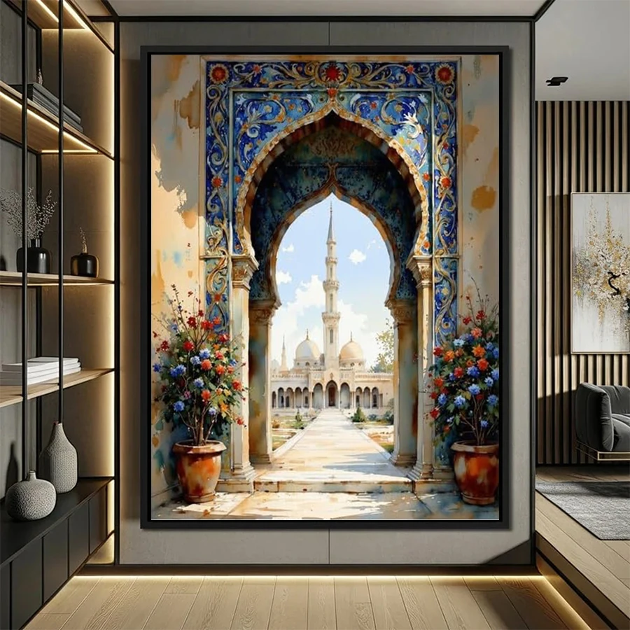 

Diamond Painting Kit New Architectural Art of Muslim Islamic Mosque 5d Diamond Embroidery Full Drill Mosaic Decoration