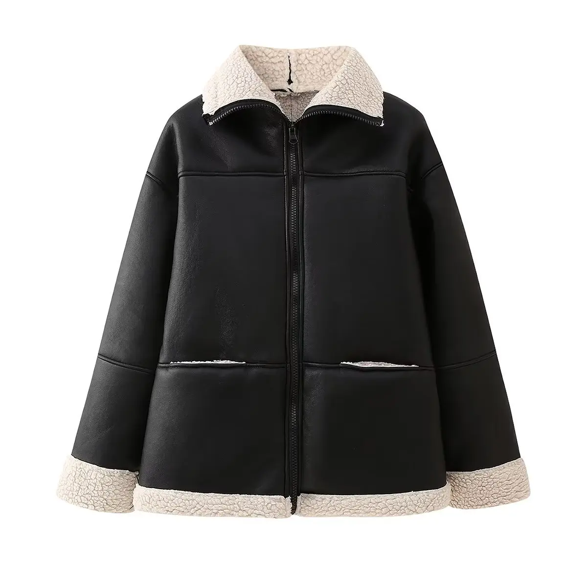 Women\'s New Plus Size Fashionable Lamb Wool Jacket Loose Fur One-piece Jacket