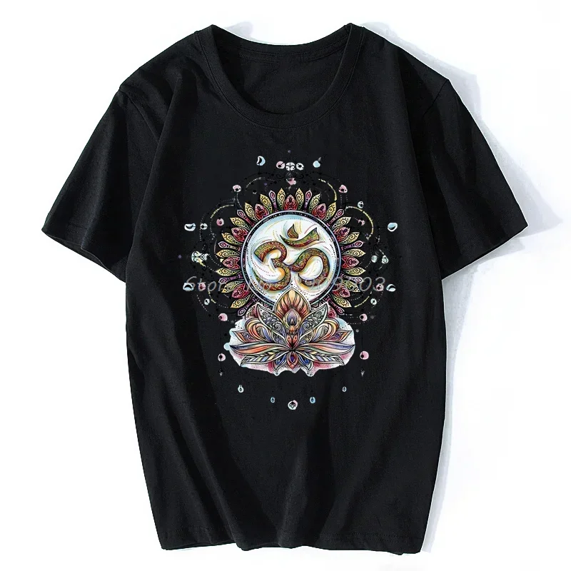 T-Shirt Om Aum Yoga Aztec Flowers India Zen Hobo Bo Hot Shirt Fashion Summer New Men Cotton T-Shirt Print Tshirt Streetwear