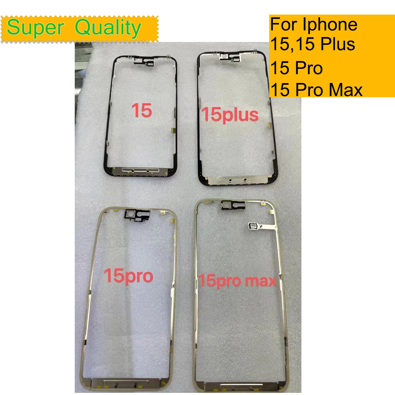 10Pcs/Lot Frame Wtih Glue Adhesive For iPhone 15 Pro Max Middle Bezel Replacement Glass Frame For iphone 15 Plus