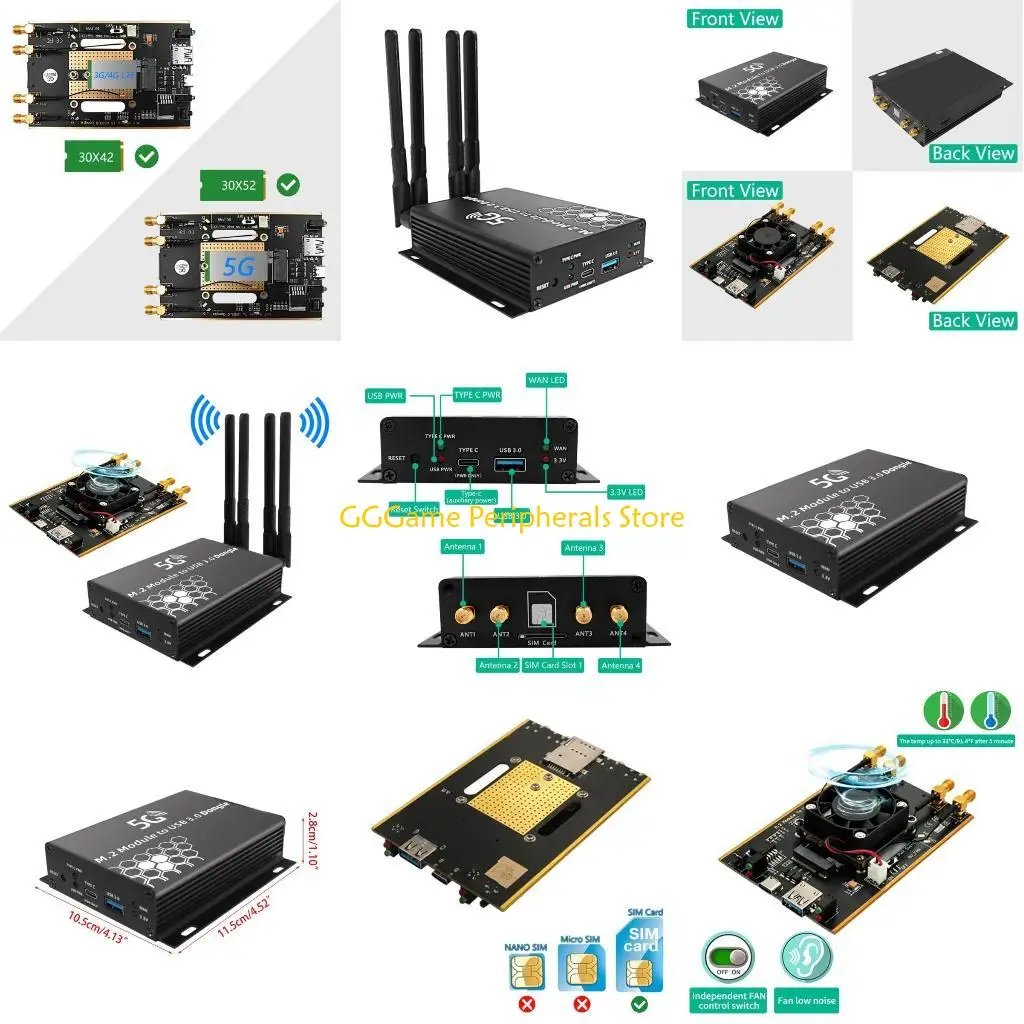 

U55B USB Dongle Expansion Board with 4 Antenna M.2 B Usb3.0 Computer Internet