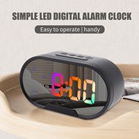 Mirror Large Screen Digital Alarm Clock Night Light Mirror Silent Electronic Table Clock Rechargeable Usb Lamp Bedside Room Deco