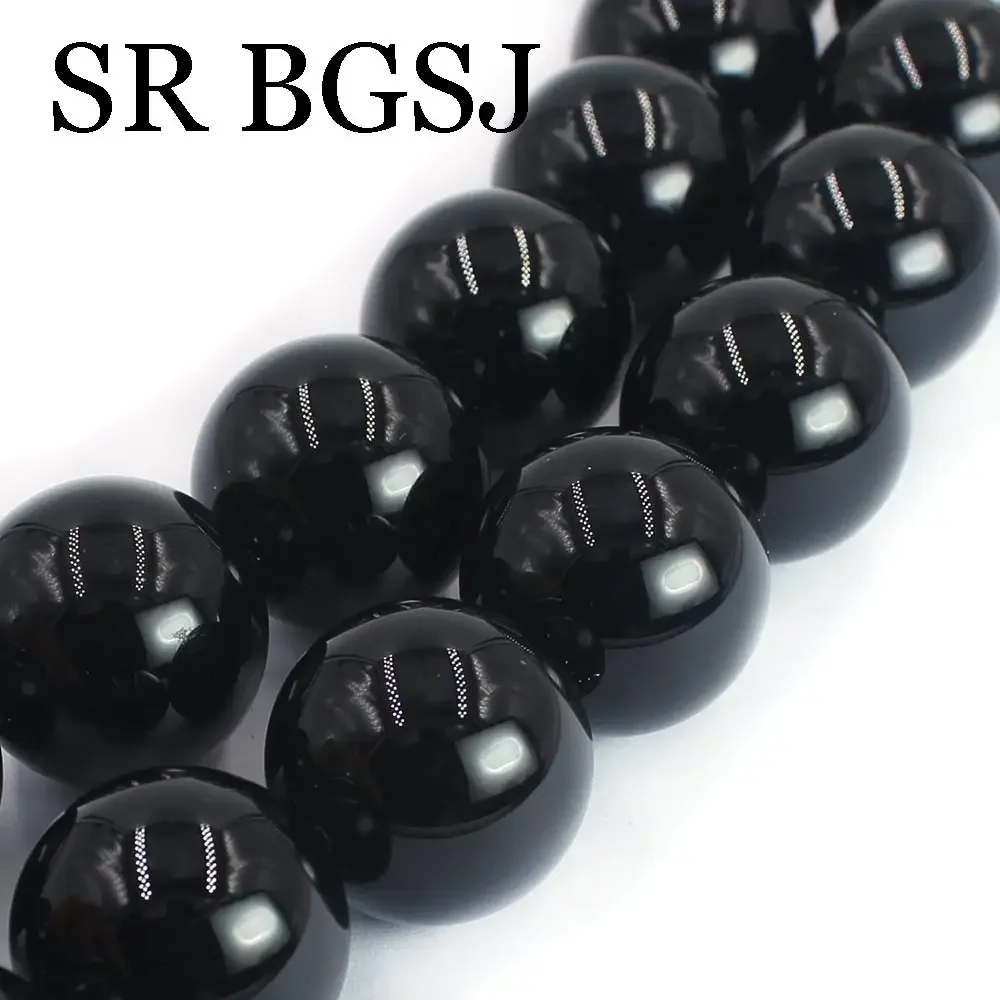 20mm Ball Round Natural Big Black Agat Onyx Loose Gems Stone DIY Beads 15\