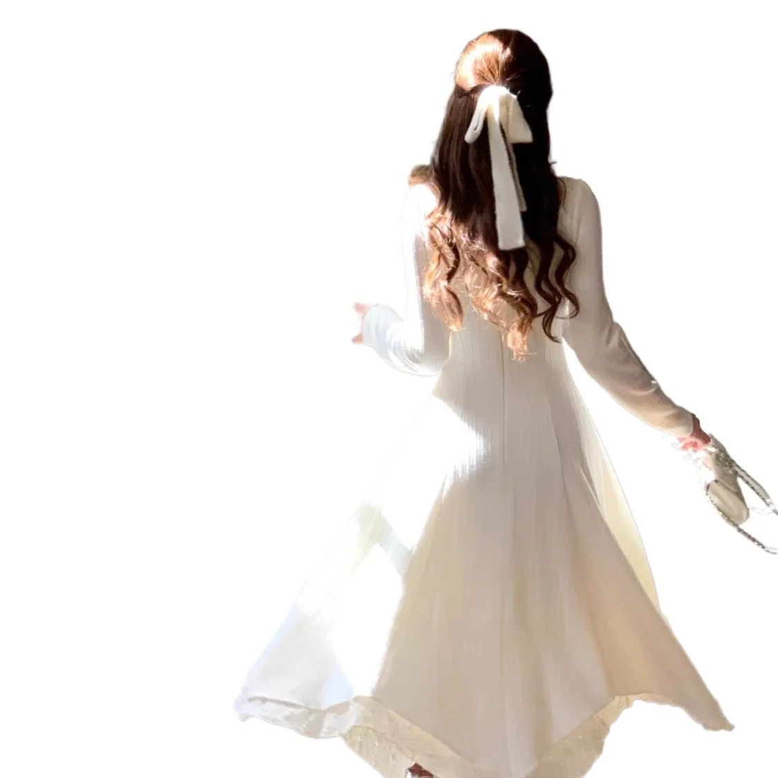 Robes femmes robe sans épaule été Satin perle décorative à volants plissé Midi Banquet soirée haut de gamme exquis noël