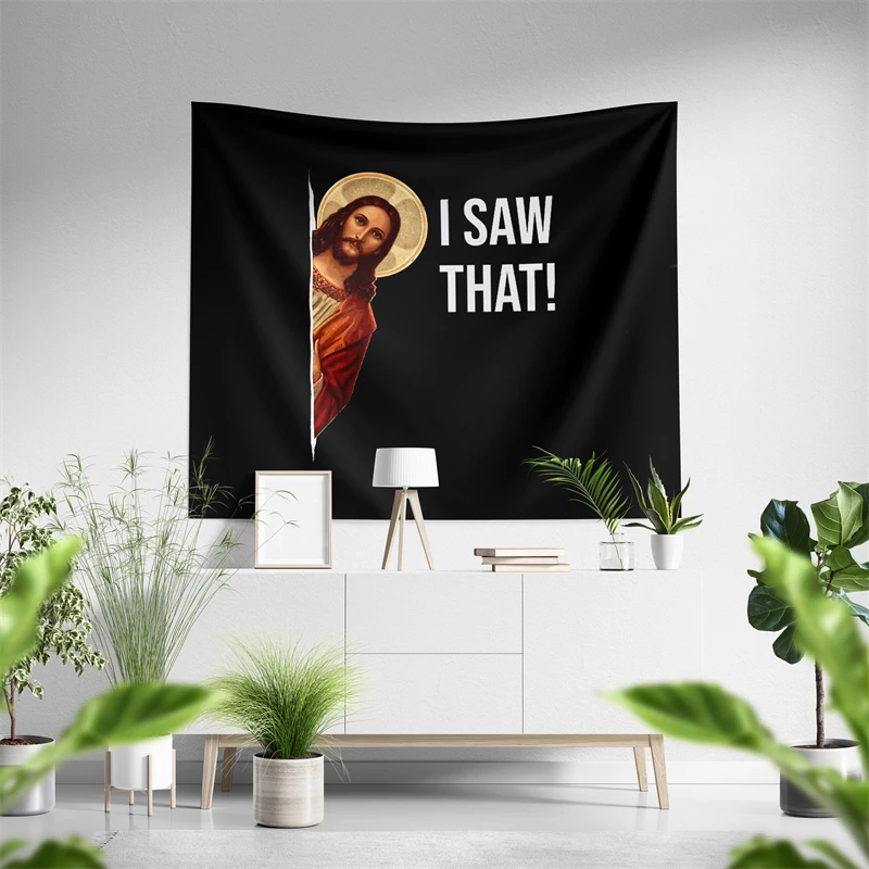 Aertemisi Jesus Meme I Saw That Tapestry Wall Hanging Art for Bedroom Living Room Decor College Dorm Party Backdrop Home