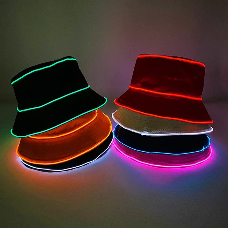 LED Fishermen Caps Birthday Halloween Concert Christmas Sports Costume Accessories Luminous Leisure Fashion Rap Bucket Hats