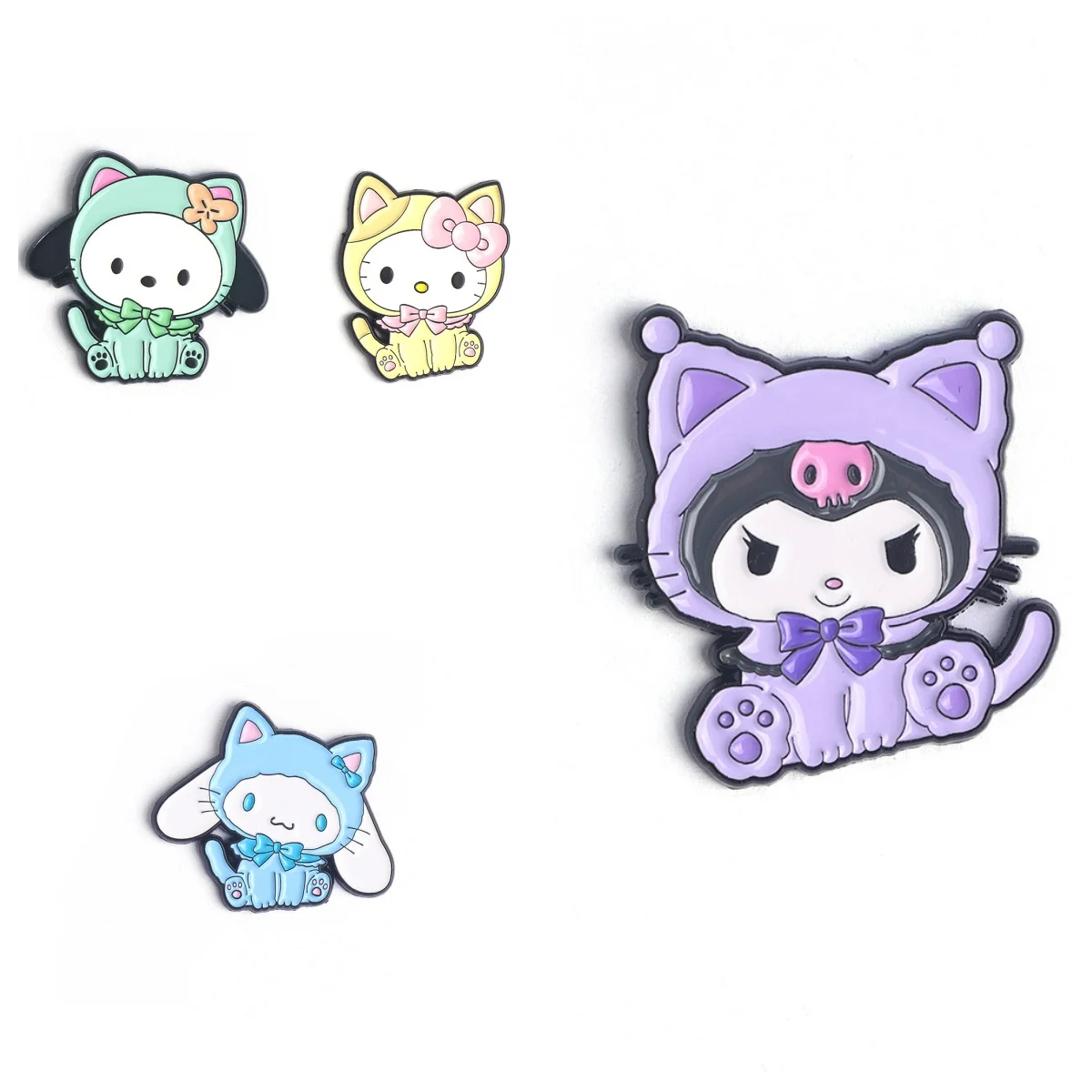 4Pcs/set Sanrio Hello Kitty, Kuromi, Miffy metal badges, clothing accessories, holiday gifts image 2