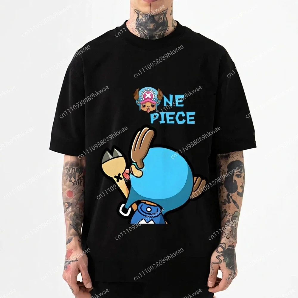 ONE PIECE Tony Tony Chopper Summer New Harajuku Anime Printed Short Sleeve Men's Clothing Women's Cotton T Shirt