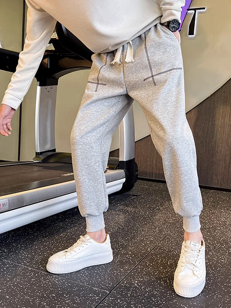 

Модные повседневные спортивные мужские брюки с цветочным принтом, осенние утепленные брюки с манжетами, вышитые, в стиле Харадзюку, универсальные