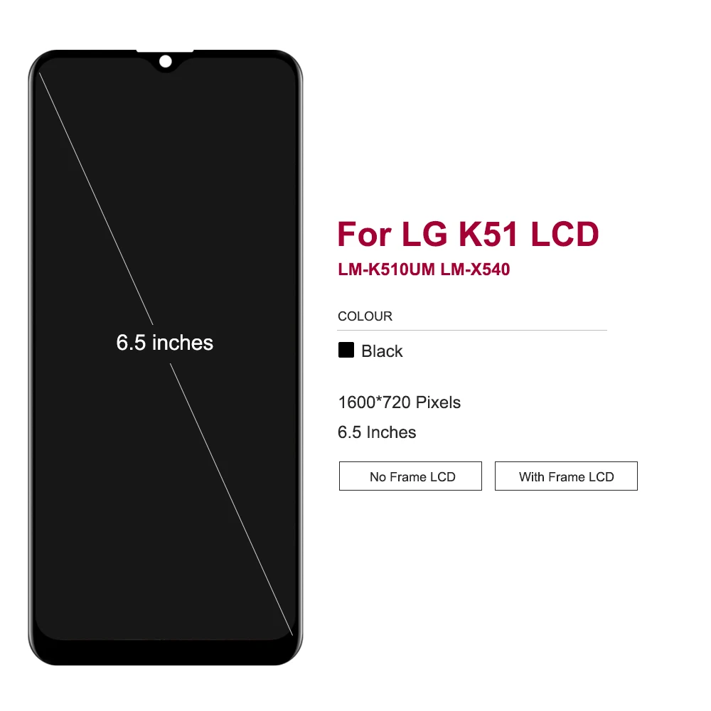 For LG K51 LCD Display Touch Screen Digitizer Assembly For LG Q51 Display LM-Q510N LCD Screen With Frame Replacement 100% Tested