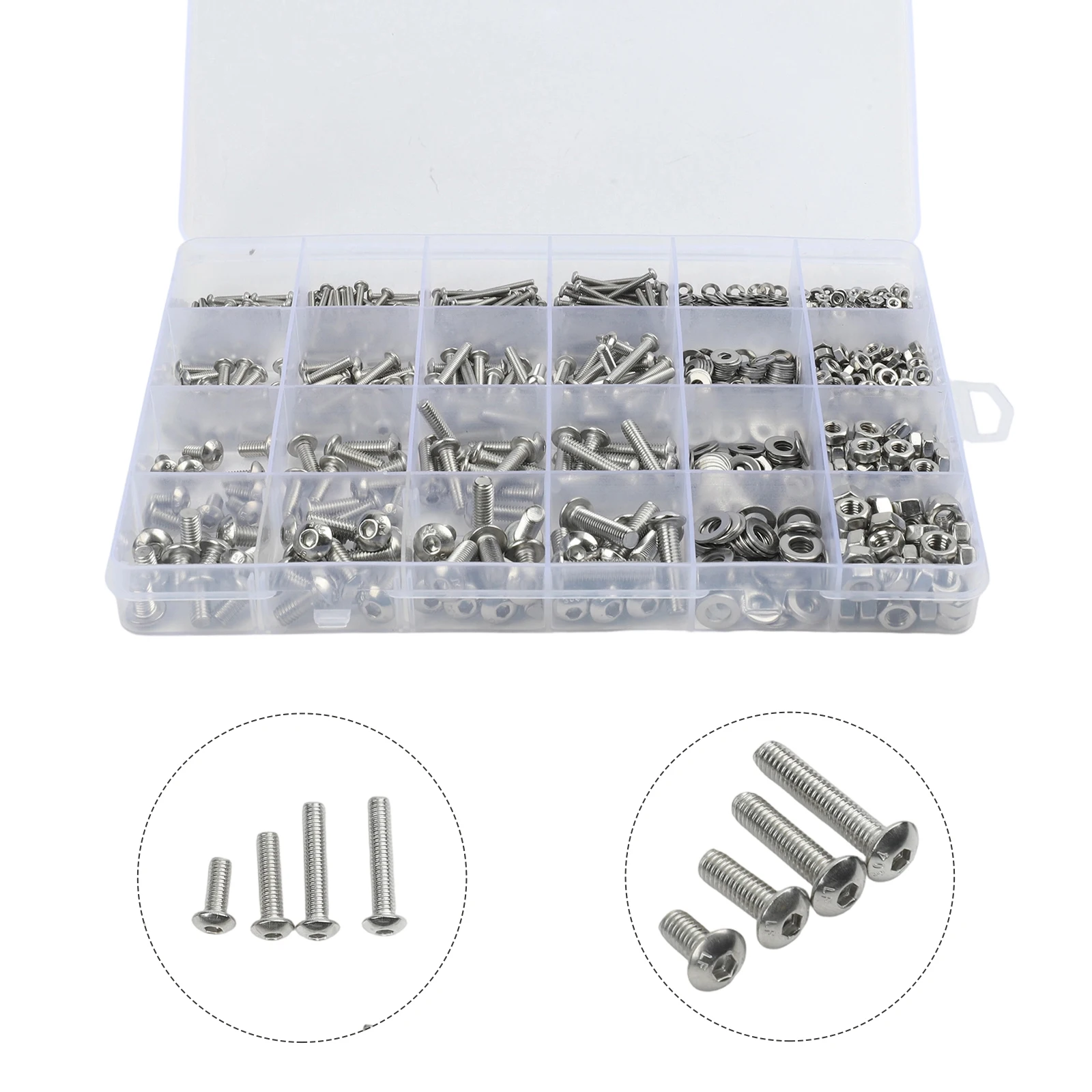 Hex Socket Head Cap Screws M2 M5 Stainless Steel with Nuts and Washers 880PCS for Robotics Build and Automation Projects