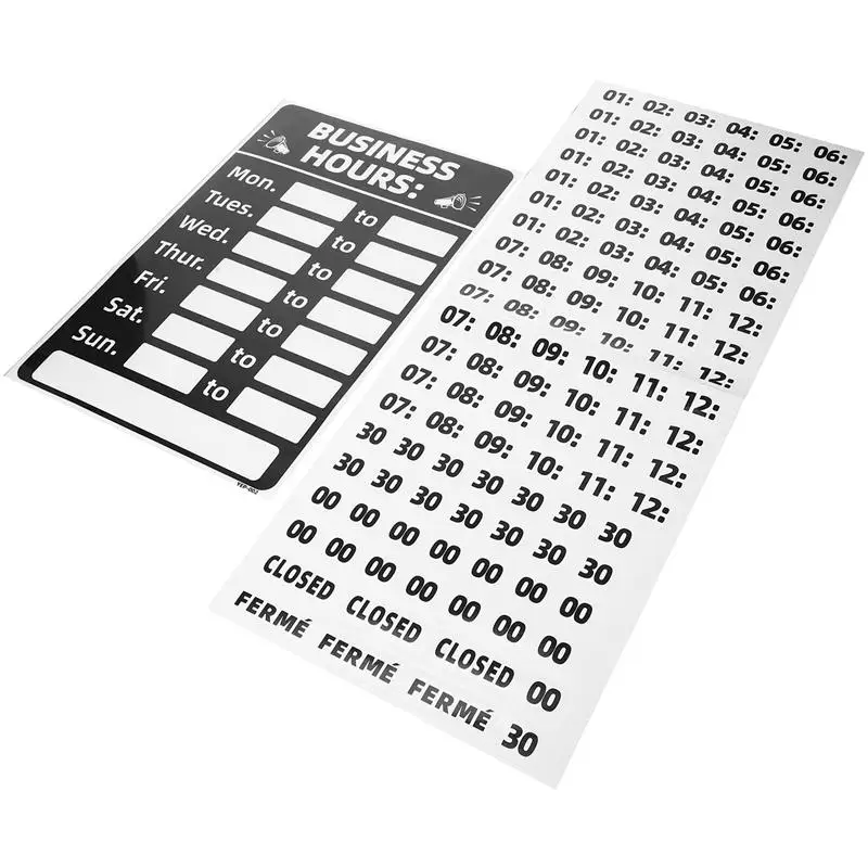 PVC Erasable Signage Stationery Store Operation Hours Sign Business Opening Closed Labels Adhesive Signs Stickers Business Hours