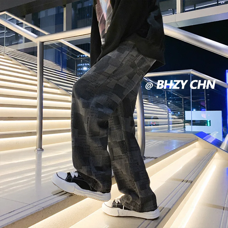 Straight-leg Pants Niche Design Sense Spring New Jean Cool Personality Korean Loose Casual All-matching Man Cotton