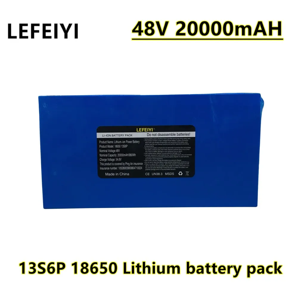 48v 20ah 13s6p Lithium Battery 48v 20000 mAh 2000w with 50a BMS