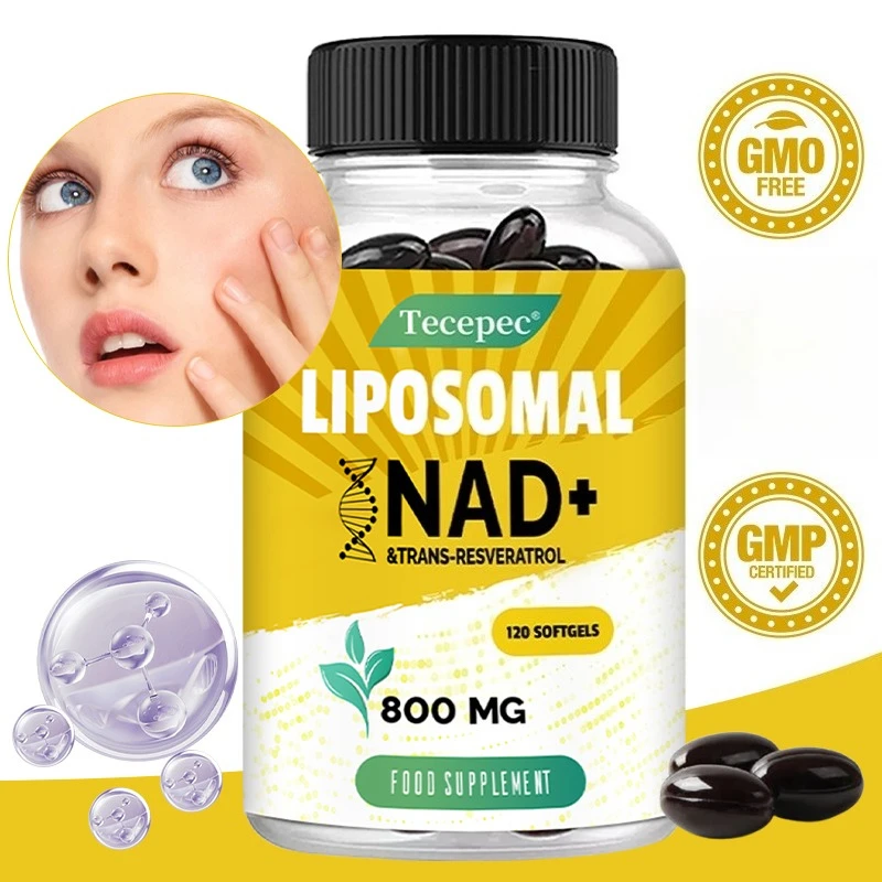 Liposomal NAD+ Trans-Resveratrol 800 Mg, Supports Cellular Health and Metabolism, Healthy Energy, Highly Absorbed