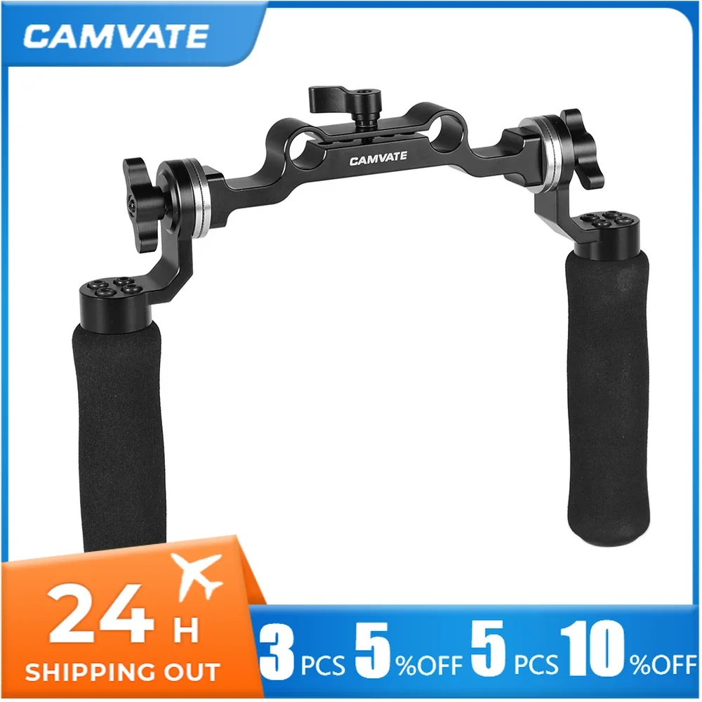 CAMVATE Sponge Camera Handle Grips WIth ARRI Rosette Mount Connection & Dual 15mm Rod Clamp For DSLR Camera Shoulder Mount Rig