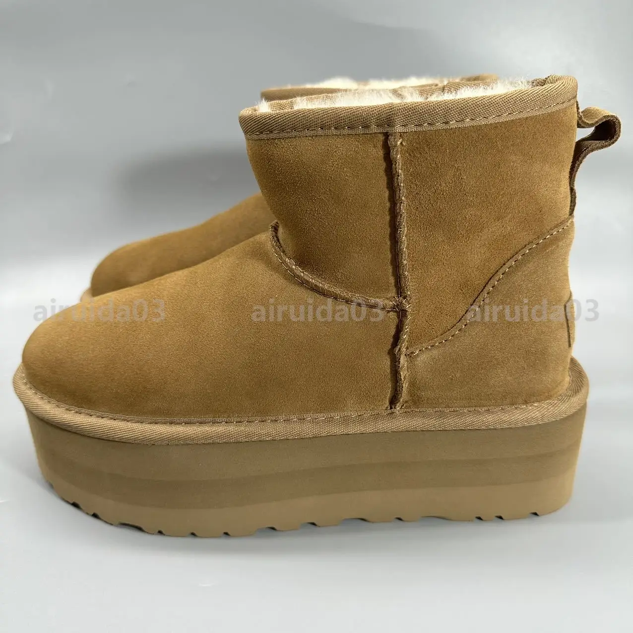 Dameslaarzen Met Dikke Zolen Winter Snowboots Echte Schapenvachtwolwarmer Dames Schoenen Platform Luxur