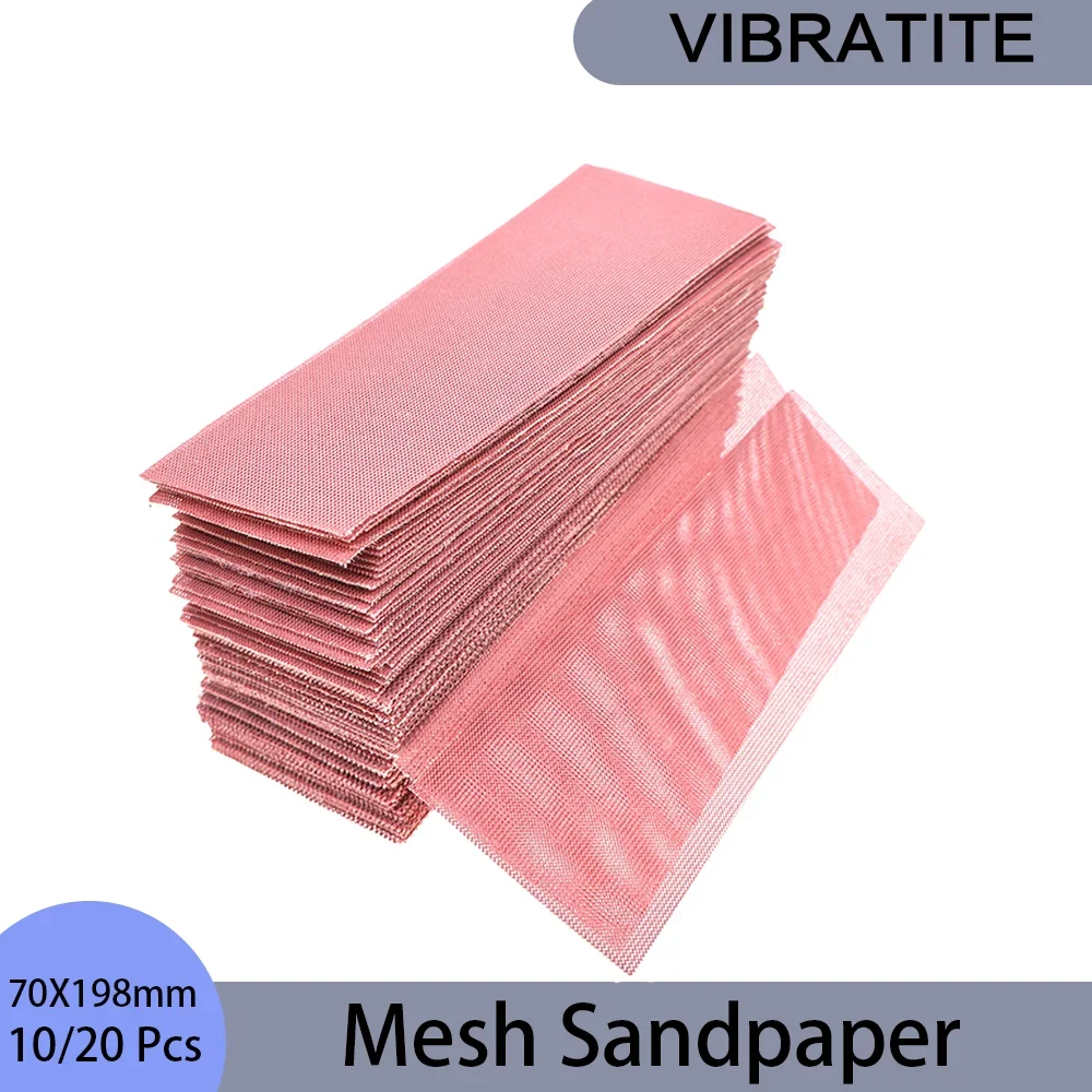 70mmx198 mm Mesh Sandpaper Hook and Loop Abrasive Dust Free Disc 10/20 Pcs Assorted 80-1000 Grits for Polishing Metal Car