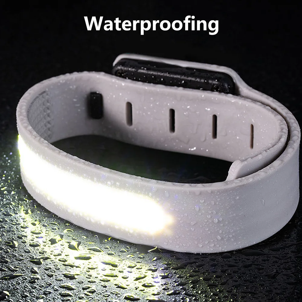 LED Wrist Lamp Night Running Armband LED Light Cycling COB Glowing Warning Arm Light for Hiking Camping Fishing Flashlight