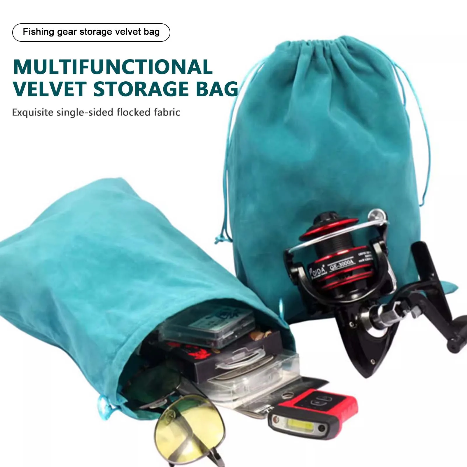 Portable Fishing Tackle Storage Bag with Durable and Soft Flocking Material for Pool Sea Pond River Fishing