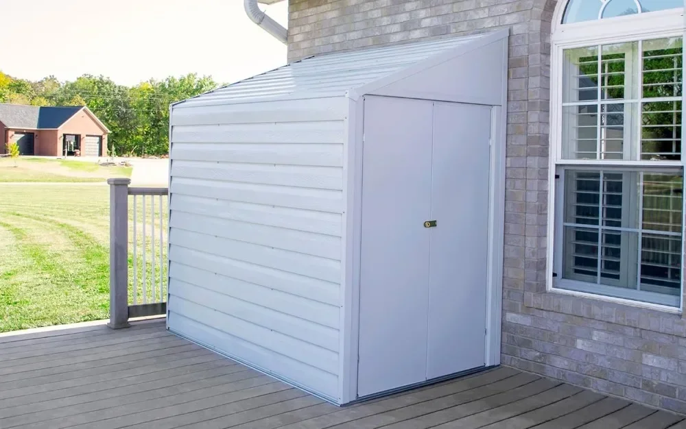 Compact Galvanized Steel Storage Shed with Pent Roof, 4' x 7'