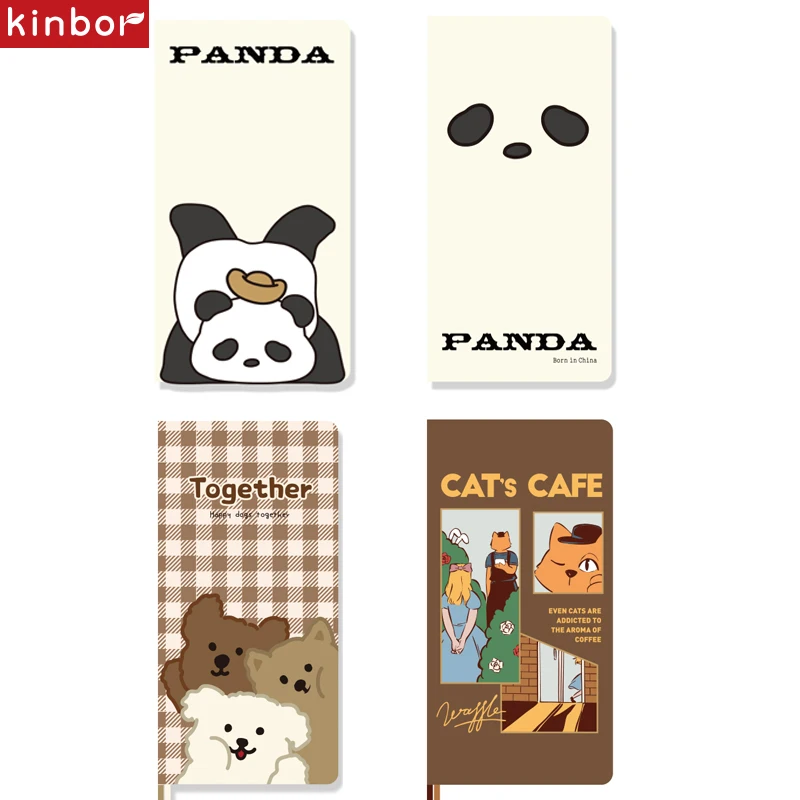 Kinbor Weekly Planning Notebook Libreta Agenda Planner блокнот Grid Blank Optional Black White Panda Healing Soft Cute Series