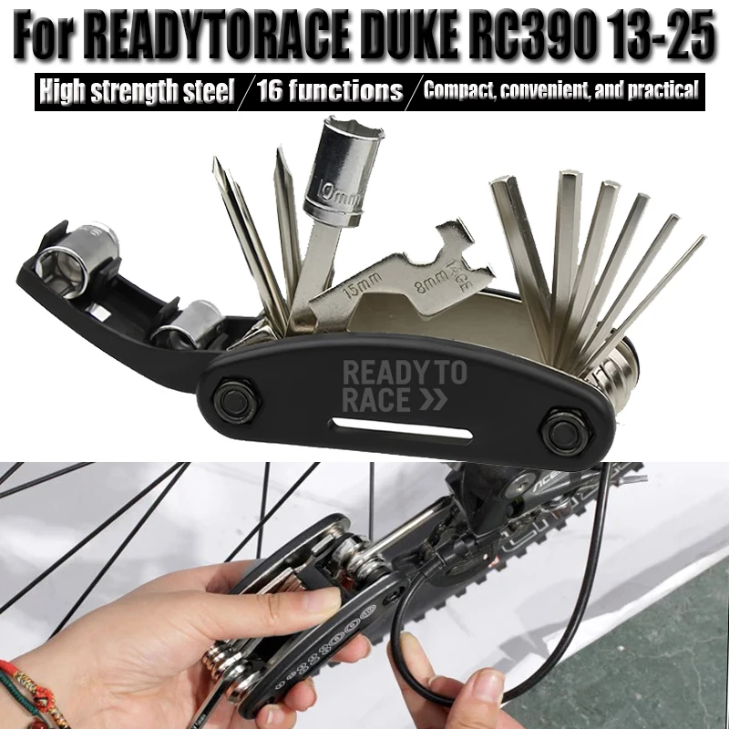 

Подходит для готового к гонкам Adv Duke 390 690 790 890 1190 Rc 1290 Adventure Мотоцикл 16 в 1 Многофункциональный ремонтный набор шестигранных отверток Инструменты