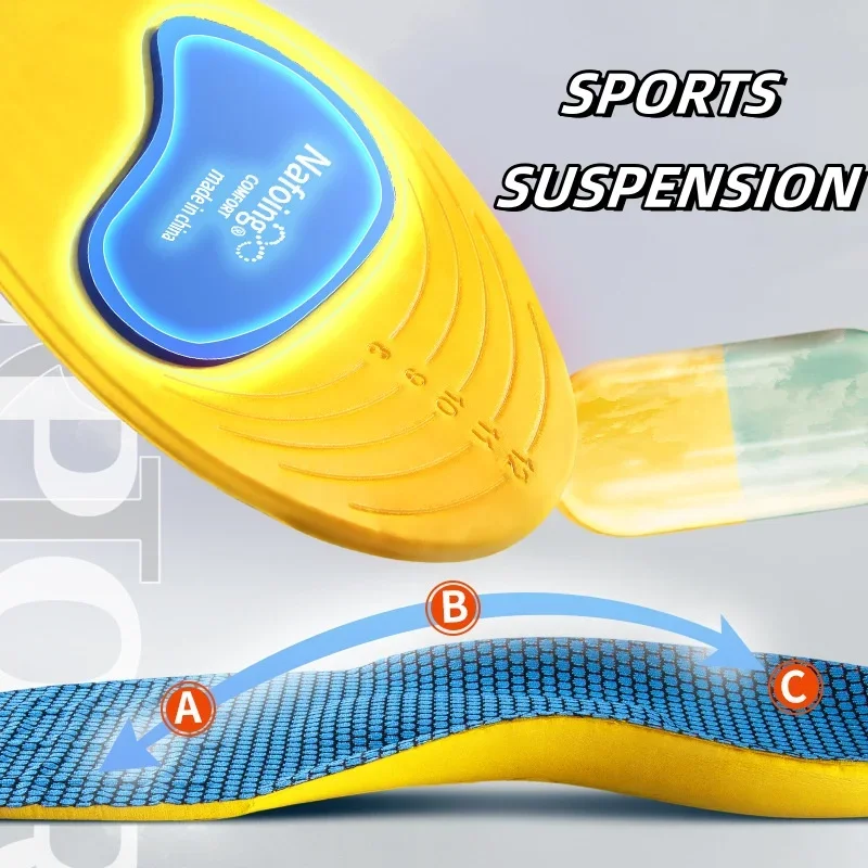 

Sports Insoles for Men Shock-absorbing Soft Elastic Arch Support Basketball Running Thick Breathable Sweat Absorbing Shoe Insole