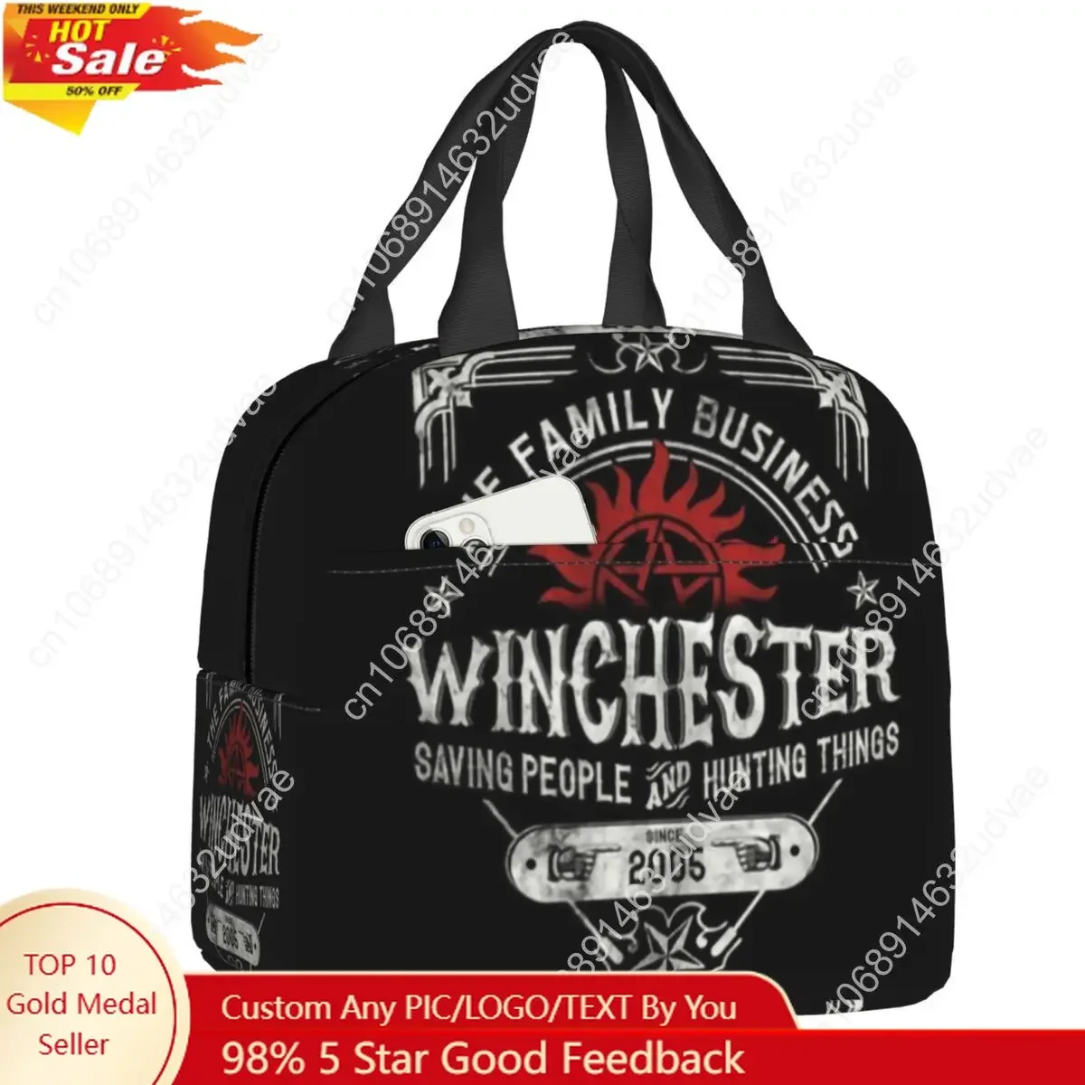 Supernatural Insulated Lunch Tote Bag for Women The Family Business Winchester Things Cooler Thermal Bento Box Outdoor Camping
