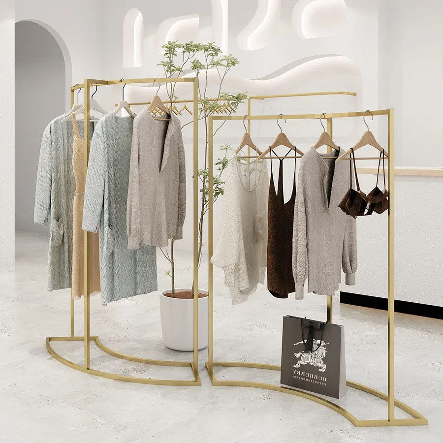 Standing Cloth Racks Tall Dustproof Corner Boutique Drying Vertical Heavy Pole Clothes Hanger Organised Store Furniture