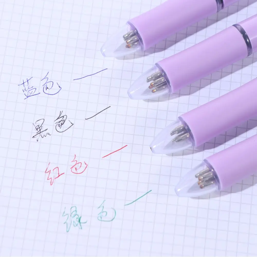 

4pcs 4 Colors Ball Pen Multicolor Ballpoint Pens 5 in 1 1 Automatic Pencil Multicolor Retractable Pen 0.7mm Soft